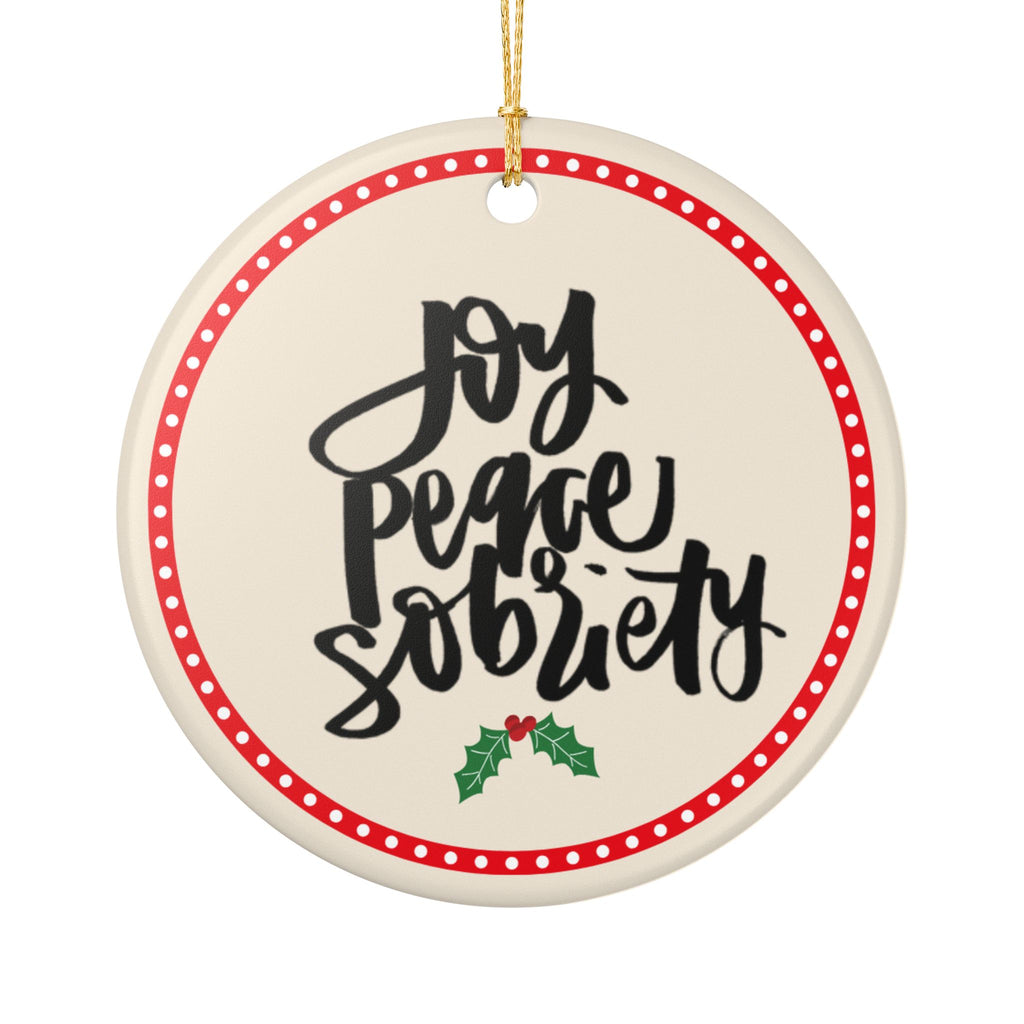 Personalized Sobriety Christmas Ornament – Joy, Peace & Sobriety