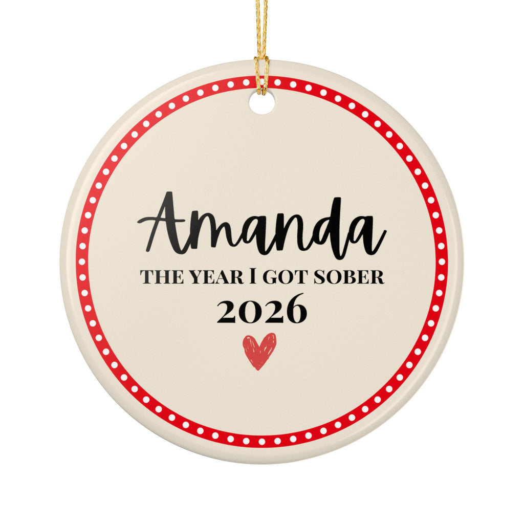 Personalized Sobriety Christmas Ornament – Joy, Peace & Sobriety