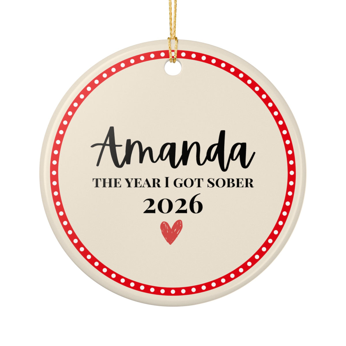 Personalized Sobriety Christmas Ornament – Joy, Peace & Sobriety