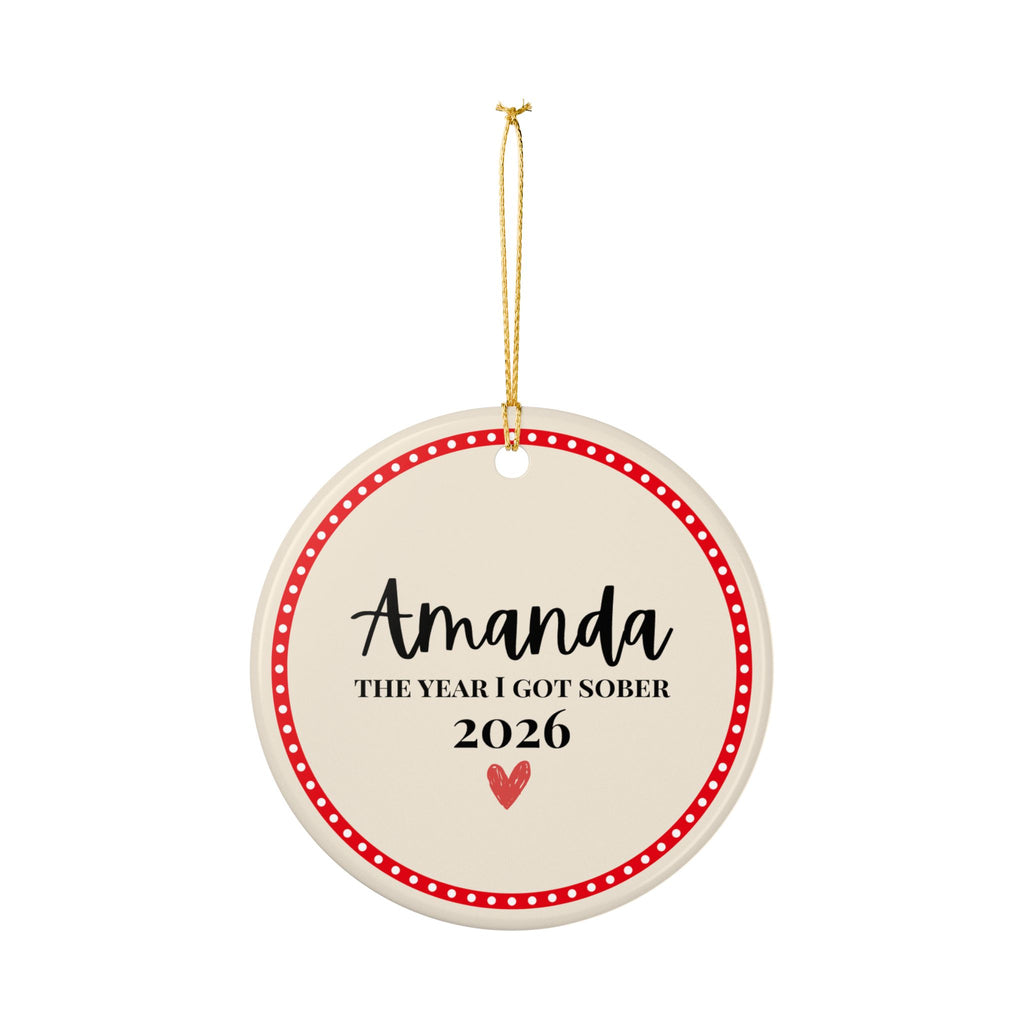 Personalized Sobriety Christmas Ornament – Joy, Peace & Sobriety