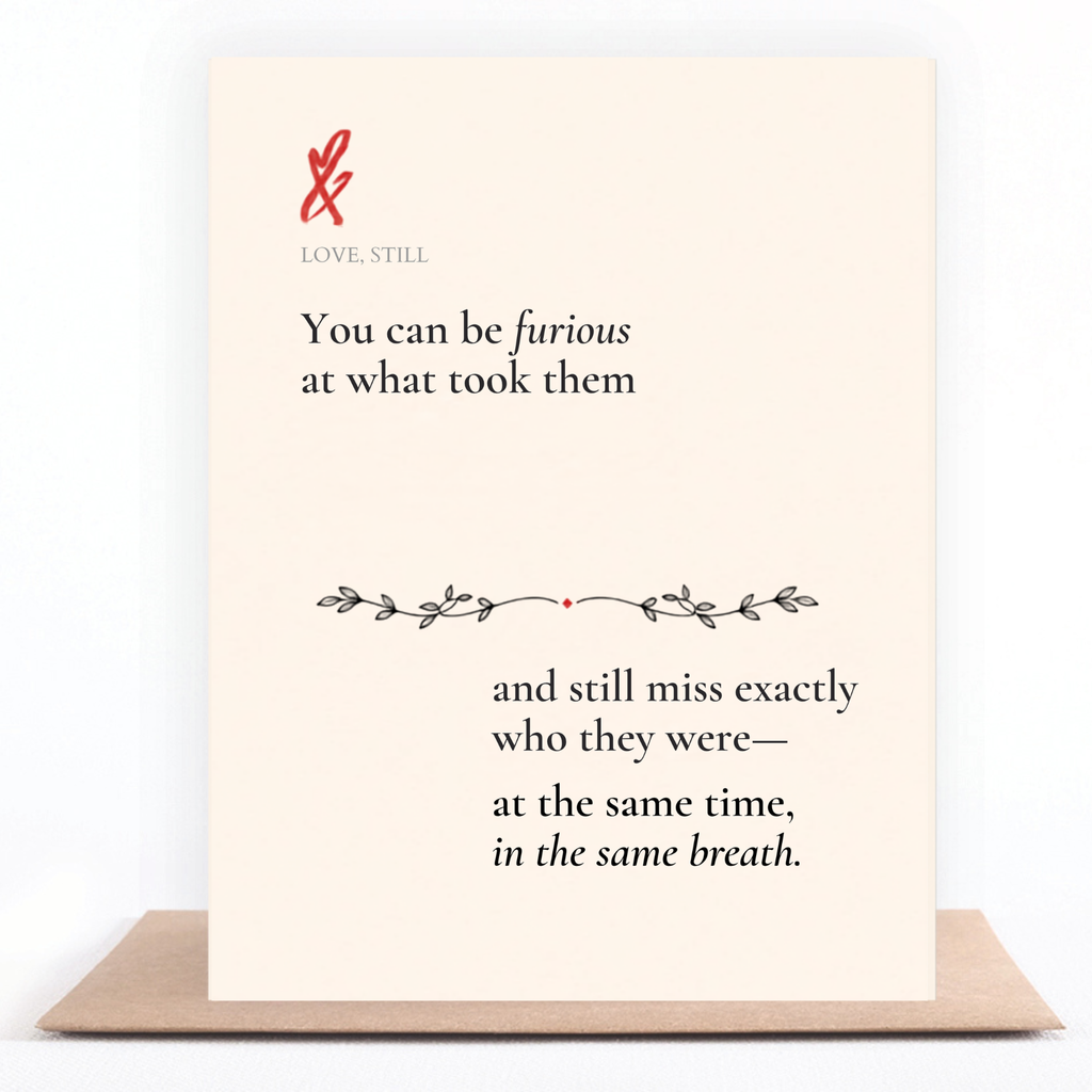 Anger and Grief sympathy card honoring complicated emotions after a loss
