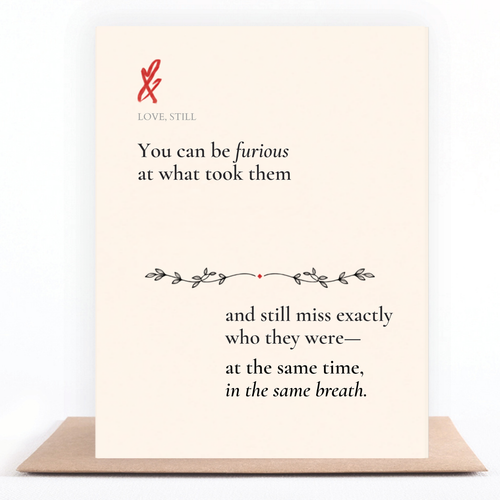 Anger and Grief sympathy card honoring complicated emotions after a loss