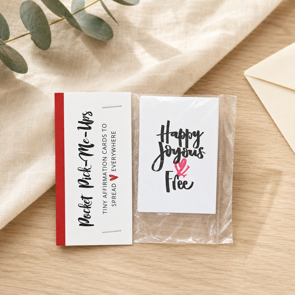 Happy Joyous and Free Pocket Pick-Me-Ups tiny recovery affirmation cards in clear package