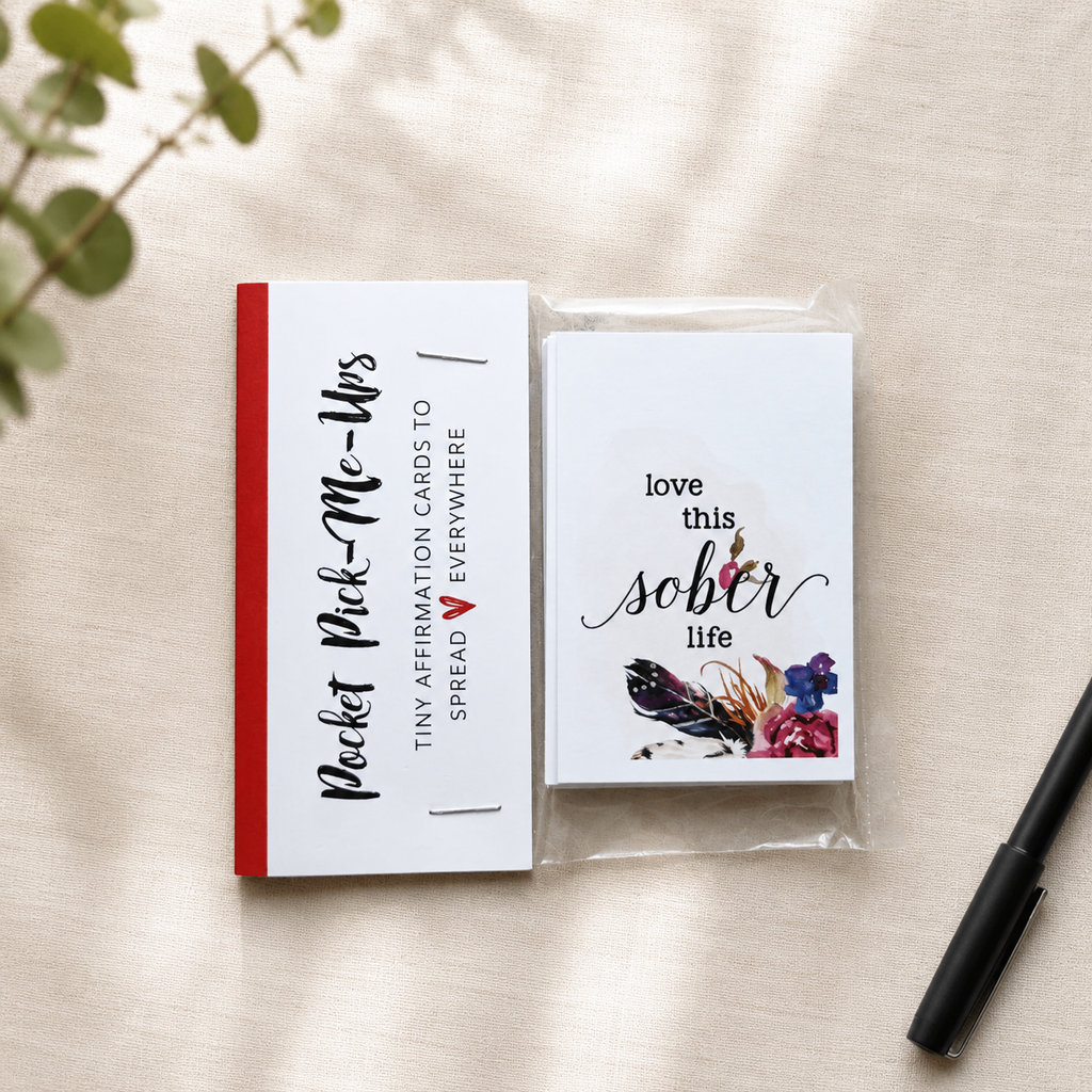 Love This Sober Life Pocket Pick-Me-Ups mini sobriety affirmation cards in clear package