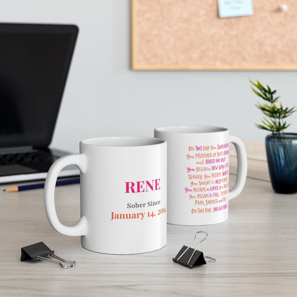 Personalized On This Day You Got Sober Sobriety Poem Mug
